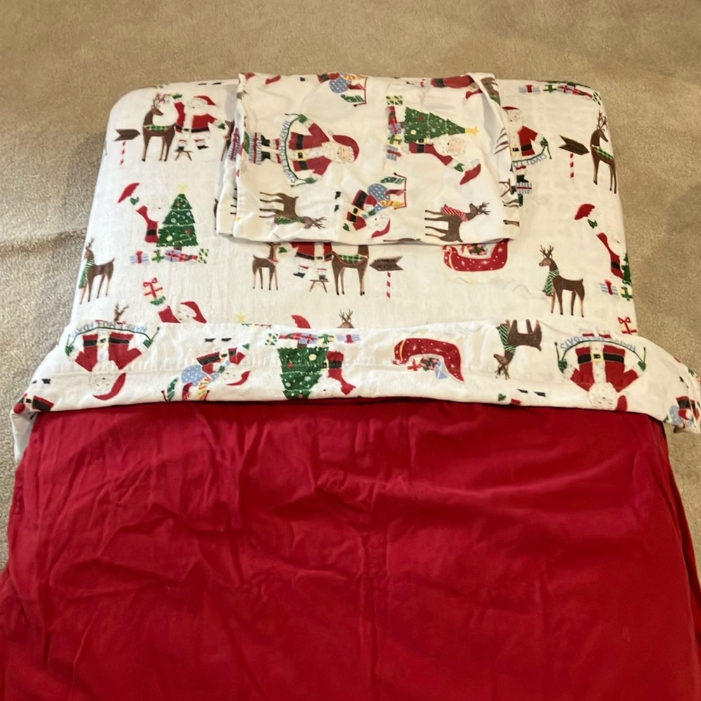 PB kids heritage Santa Organic Flannel Sheet Set